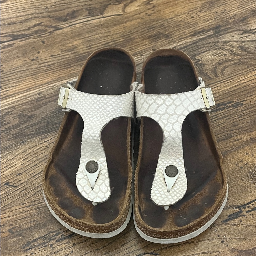 Birkenstock Cream Textured Sandals